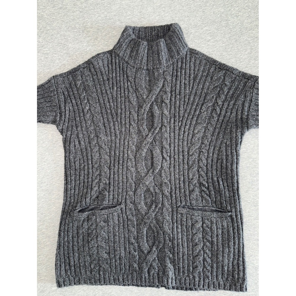 Abercrombie & Fitch Women Gray Cable Knit Mock Neck Sweater Sze XS Dark Academia
